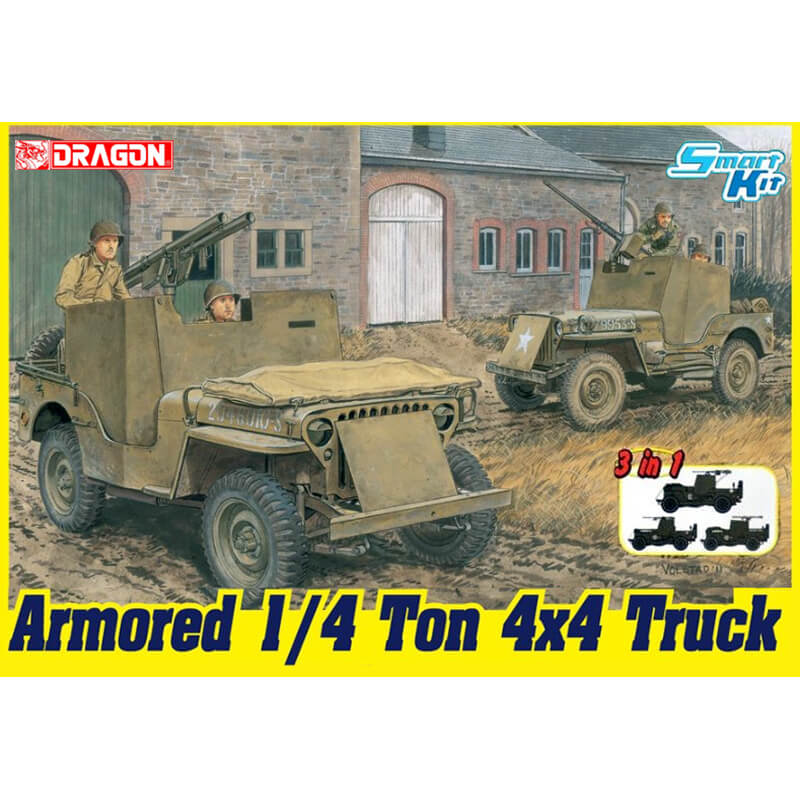1/35 Armored 1/4-Ton 4×4 Truck w/.50-cal Machine Gun 3in1
